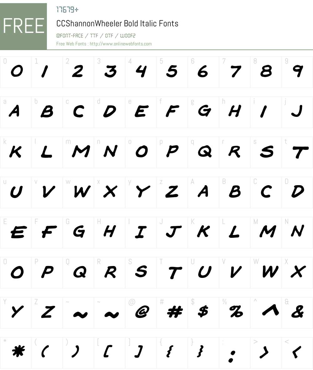 CCShannonWheeler-BoldItalic Font Screenshots