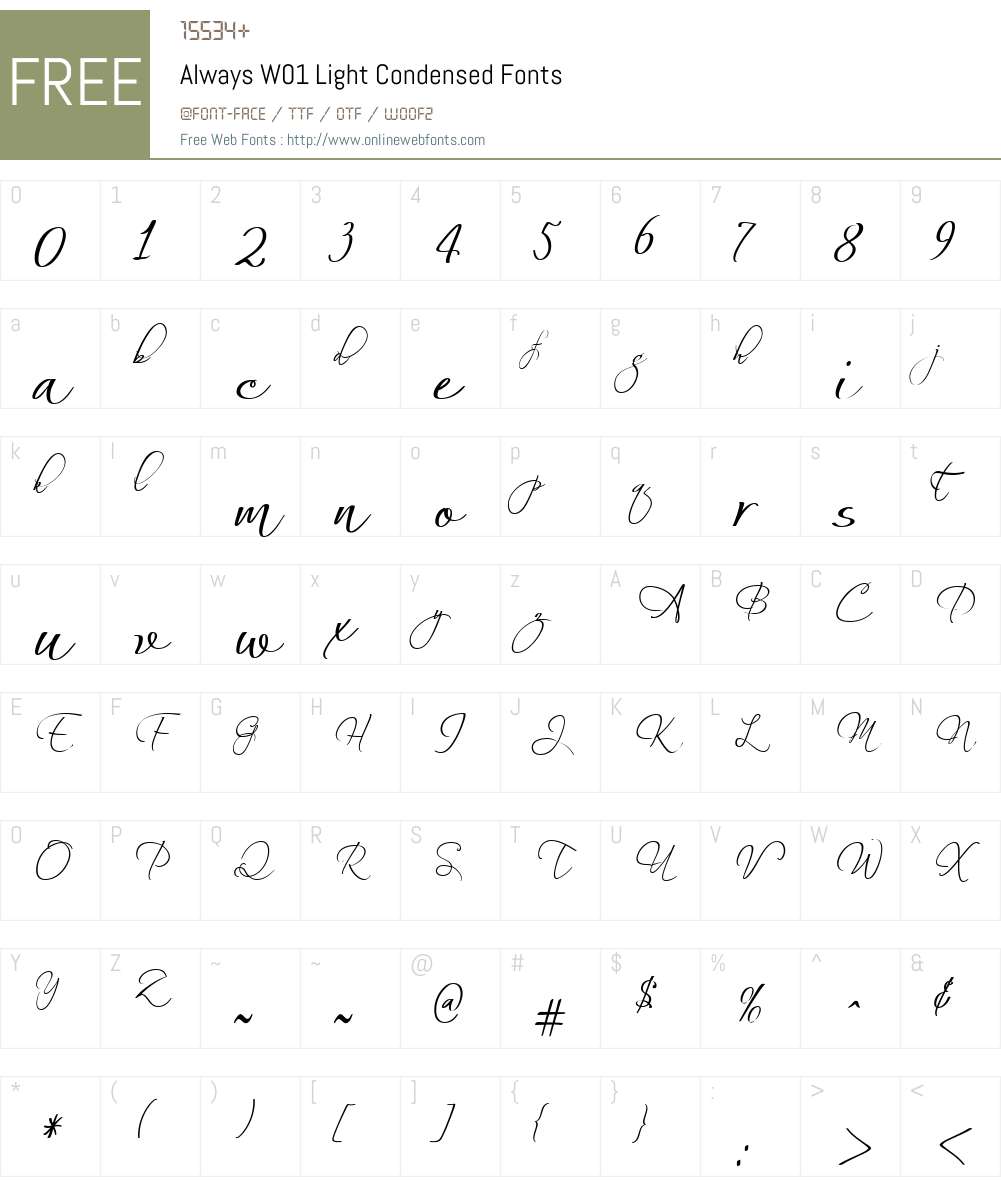 AlwaysW01-LightCondensed Font Screenshots