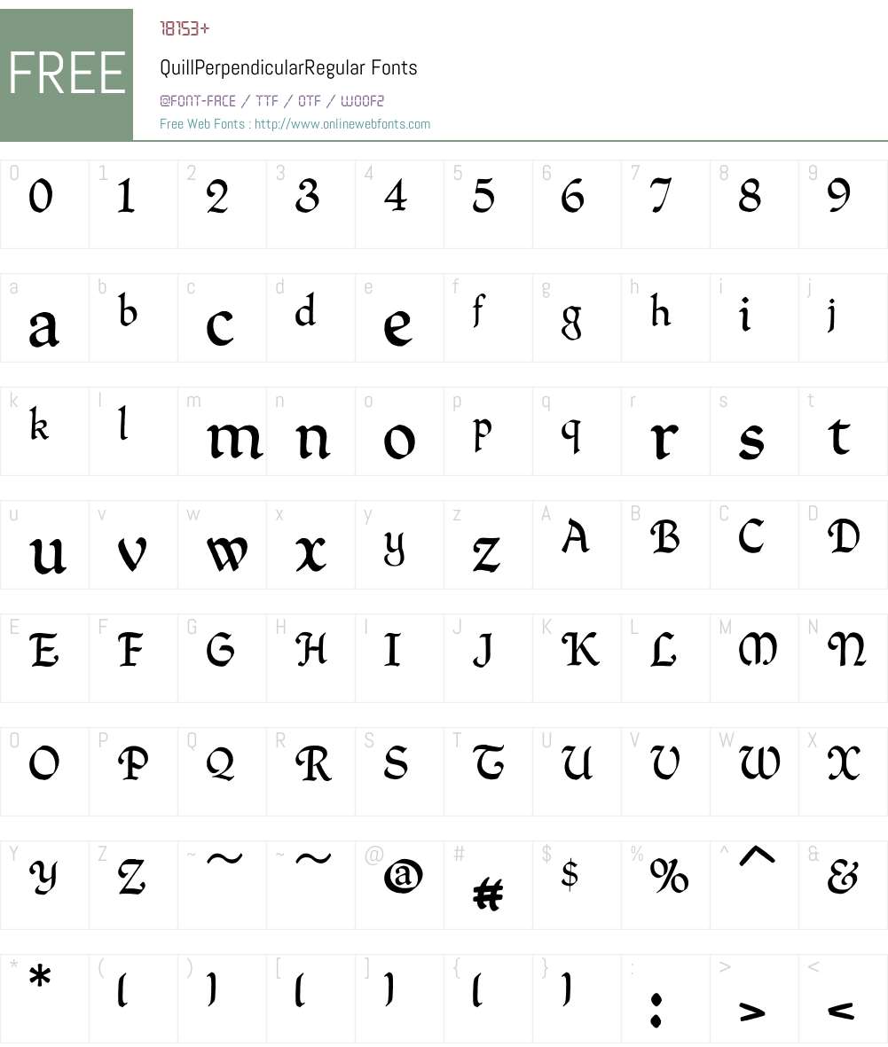 QuillPerpendicularRegular Font Screenshots