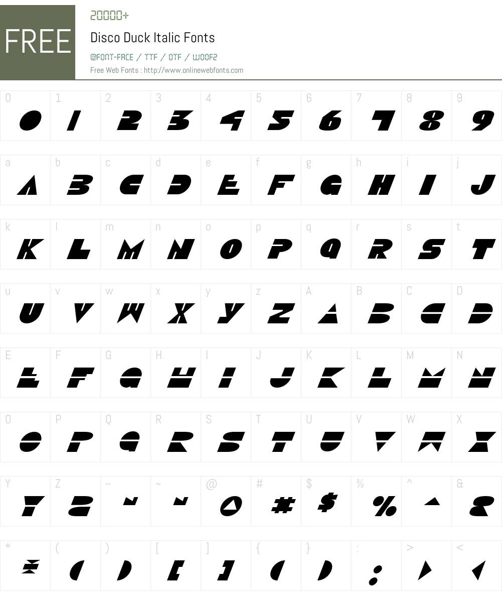 Disco Duck Italic Font Screenshots