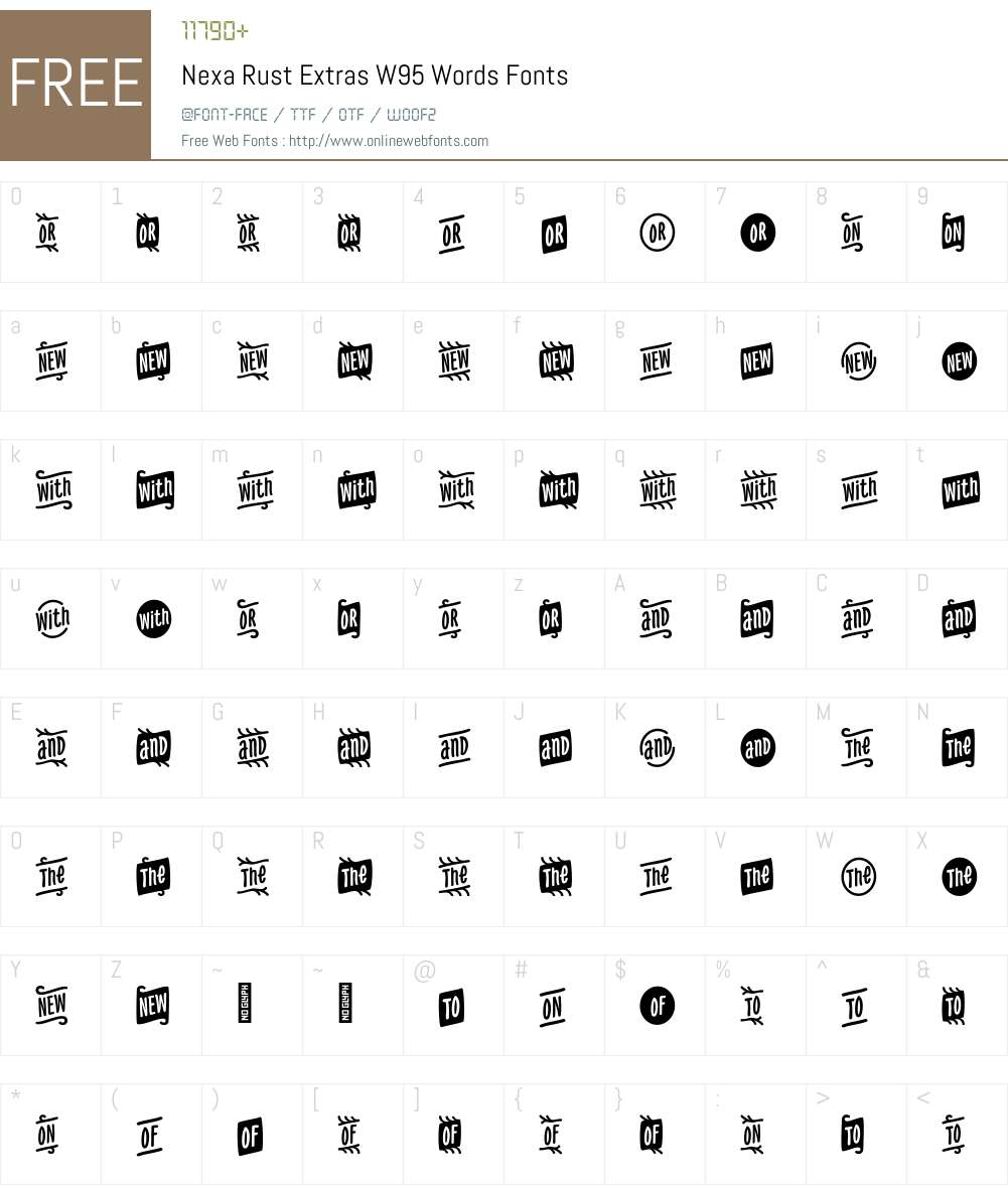 NexaRustExtrasW95-Words Font Screenshots