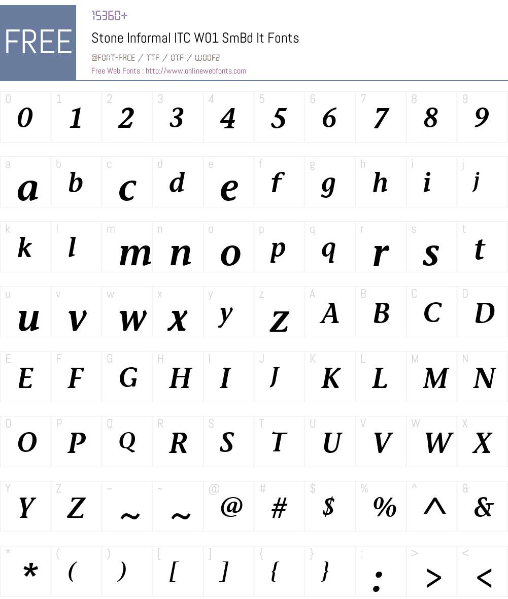 StoneInformalITCW01-SmBdIt Font Screenshots