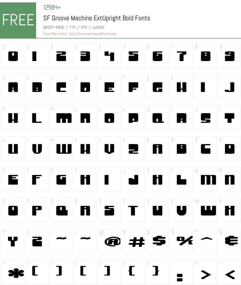 SF Groove Machine ExtUpright Font Screenshots