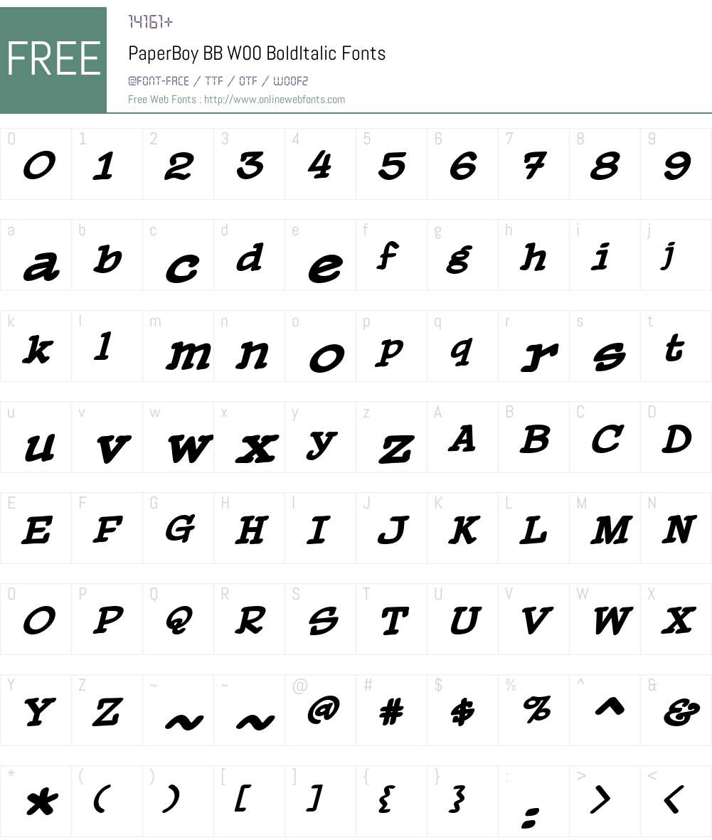 PaperBoy BB Font Screenshots