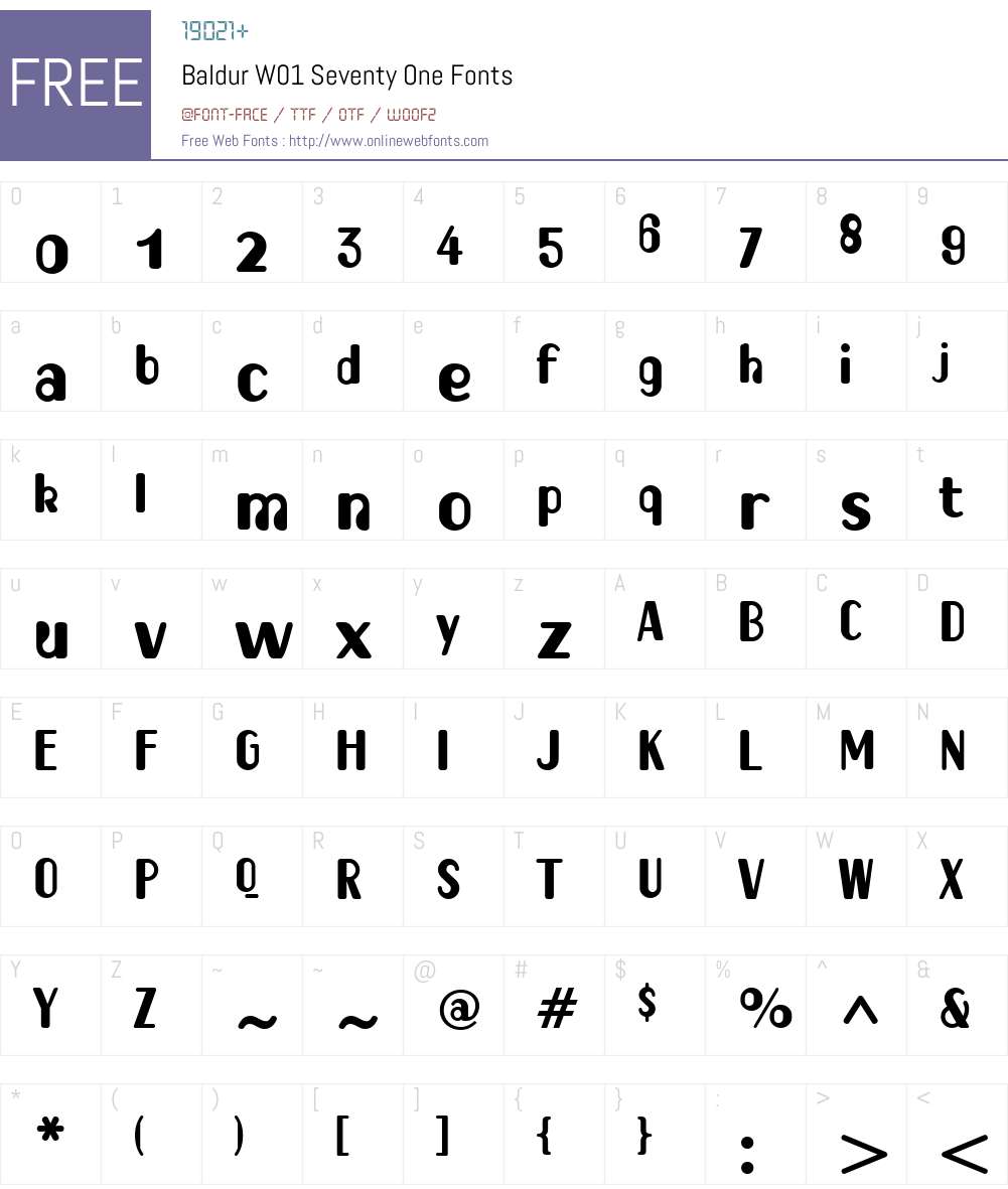 BaldurW01-SeventyOne Font Screenshots