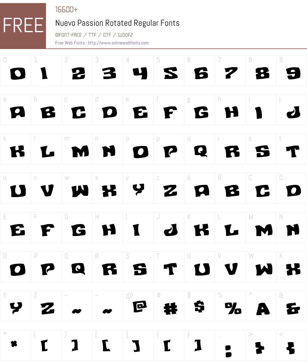Nuevo Passion Rotated Font Screenshots