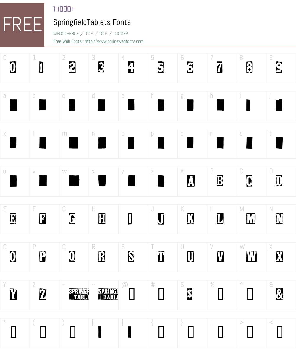 SpringfieldTablets Font Screenshots