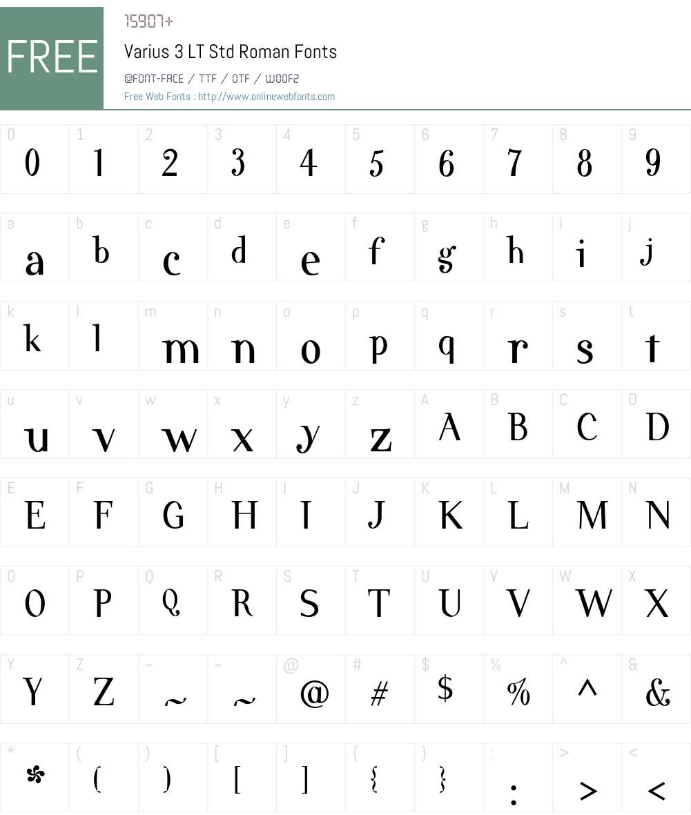 Varius 3 LT Std Font Screenshots