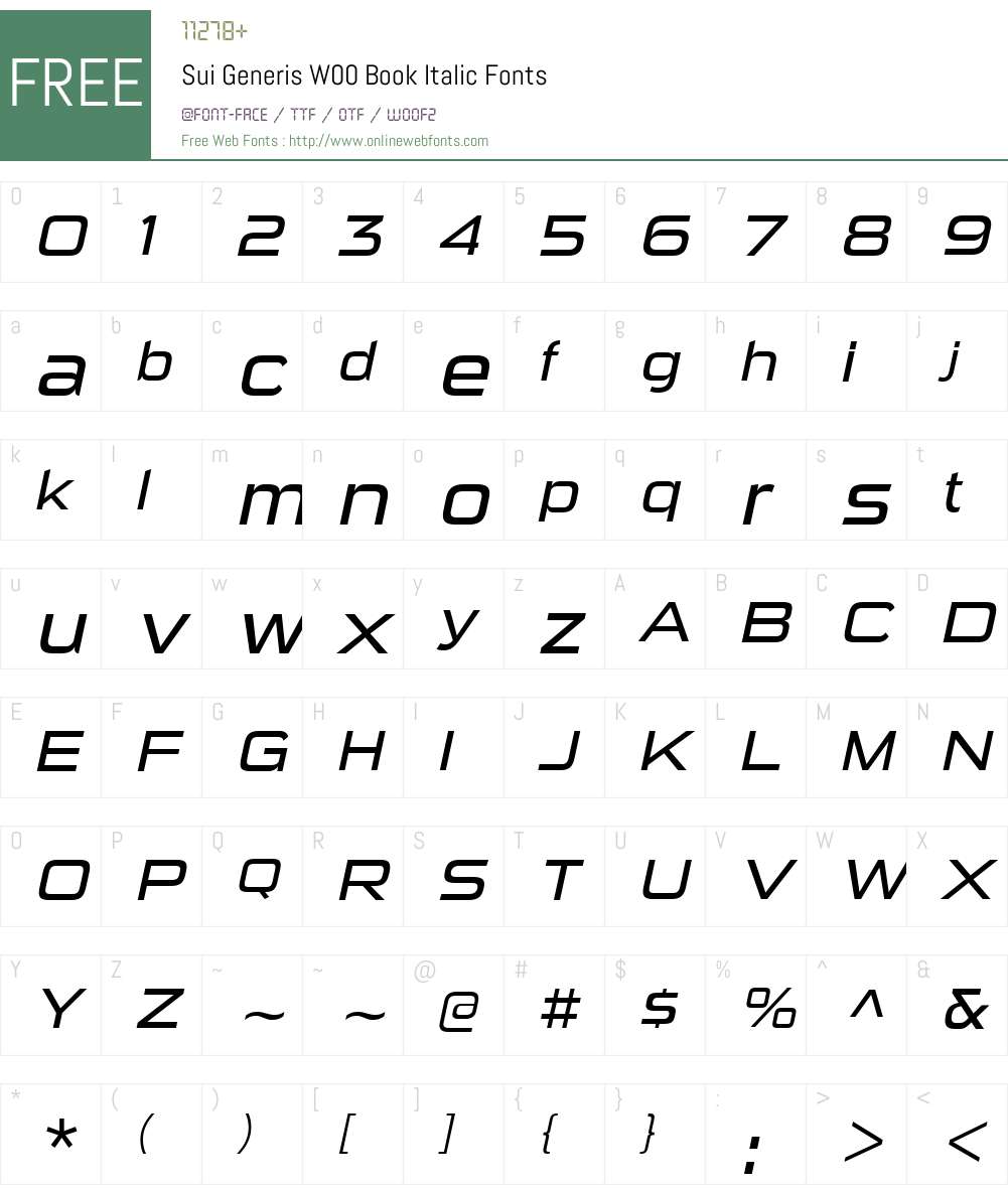 SuiGenerisW00-BookItalic Font Screenshots