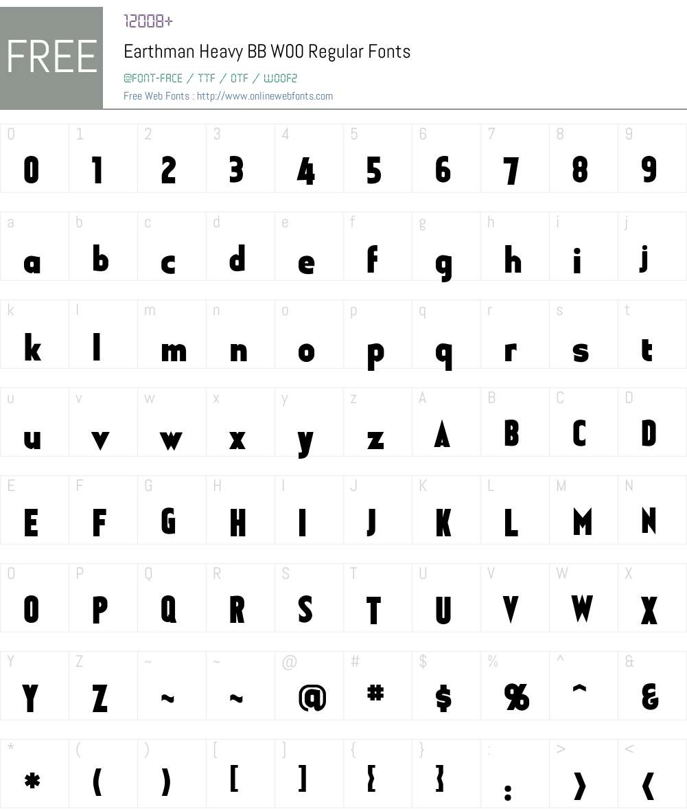 EarthmanHeavyBBW00-Regular Font Screenshots