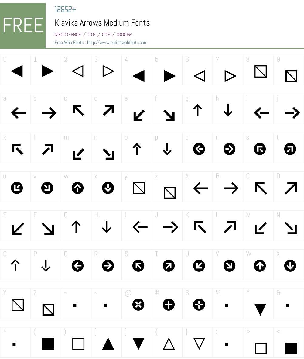 Klavika Arrows Font Screenshots