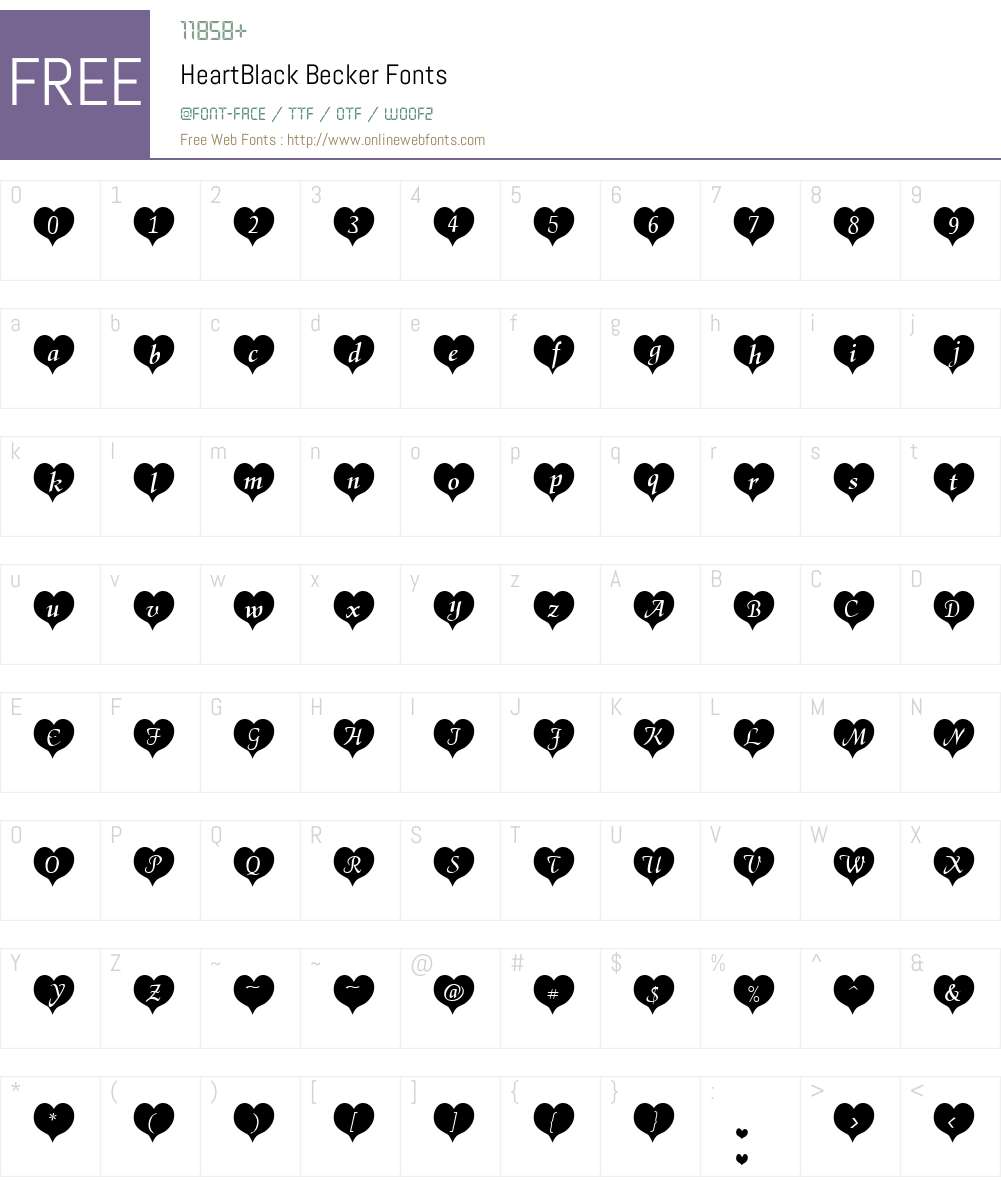 HeartBlack Becker Font Screenshots