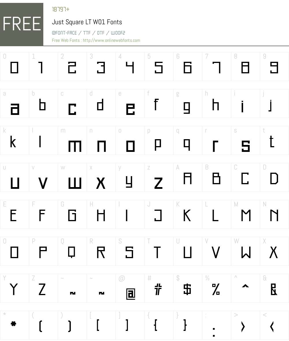 JustSquareLTW01 Font Screenshots