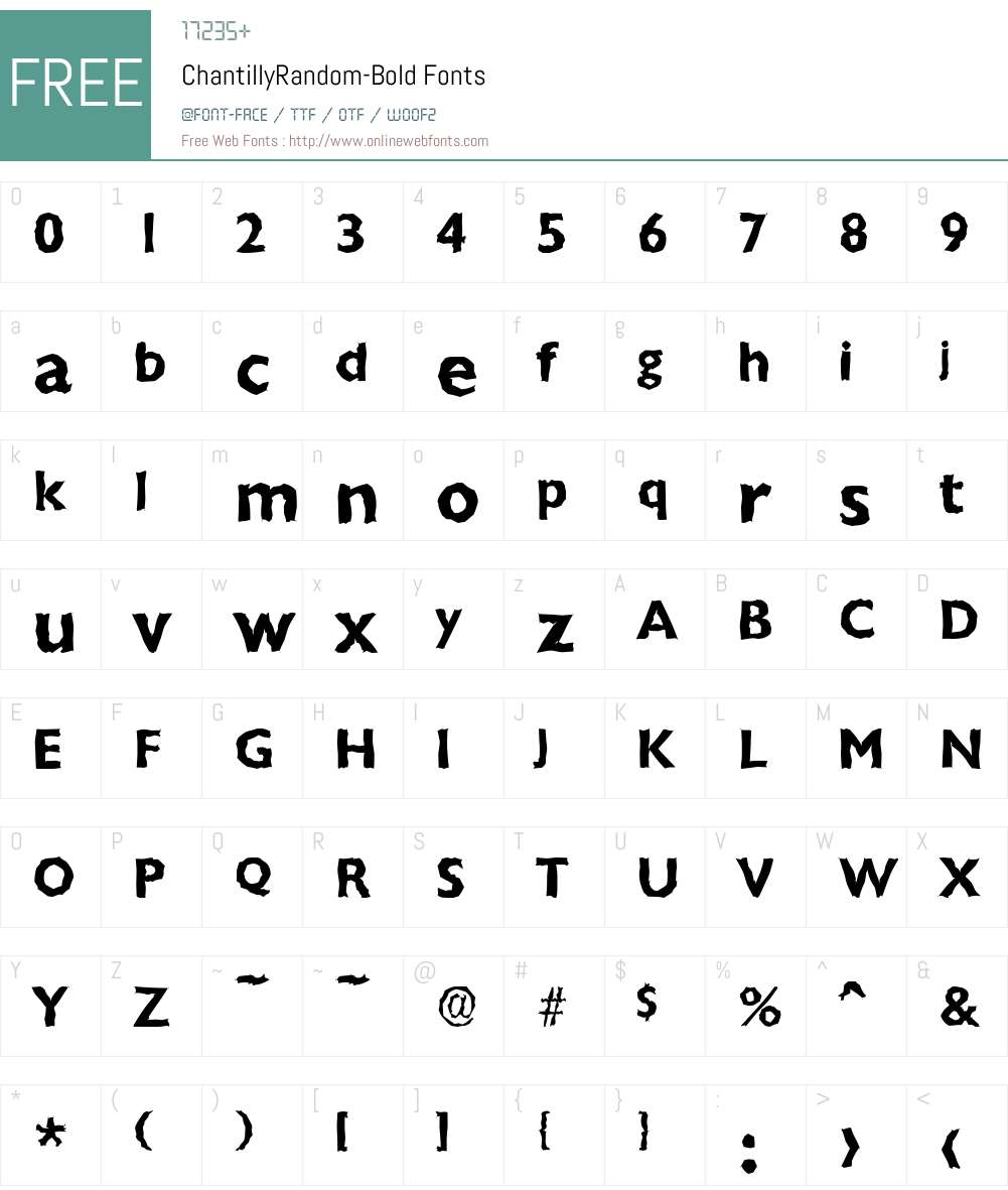 ChantillyRandom Font Screenshots