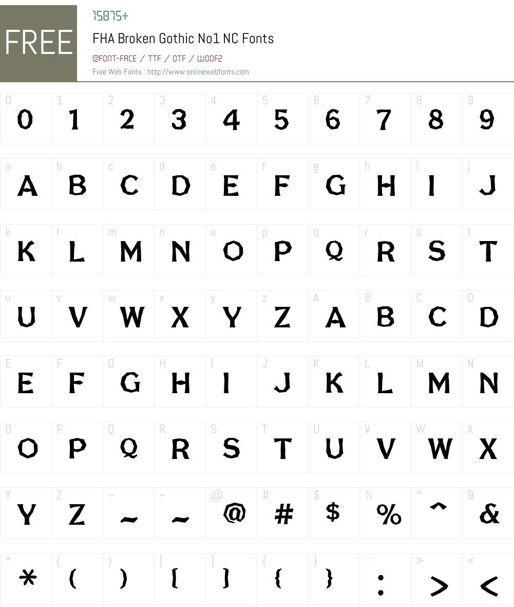 FHA Broken Gothic No1 NC Font Screenshots