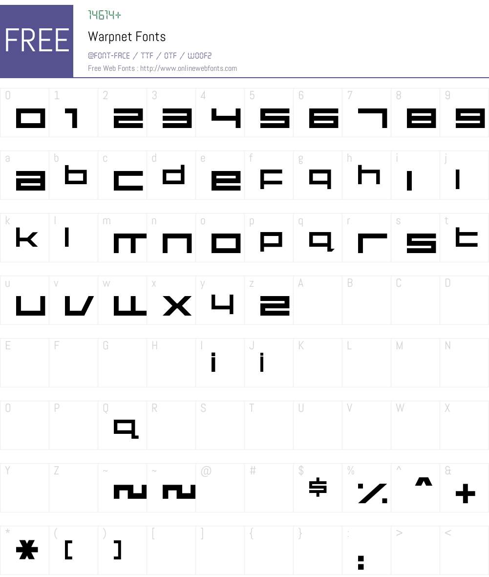 Warpnet Font Screenshots
