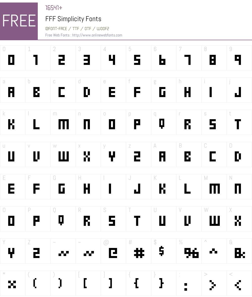 FFF Simplicity Font Screenshots