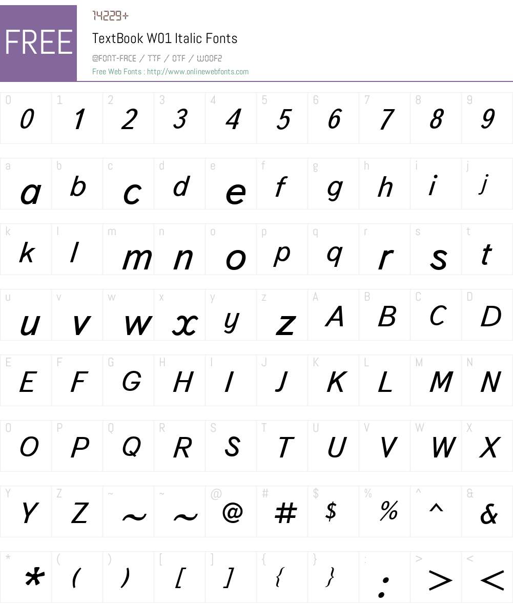 TextBookW01-Italic Font Screenshots