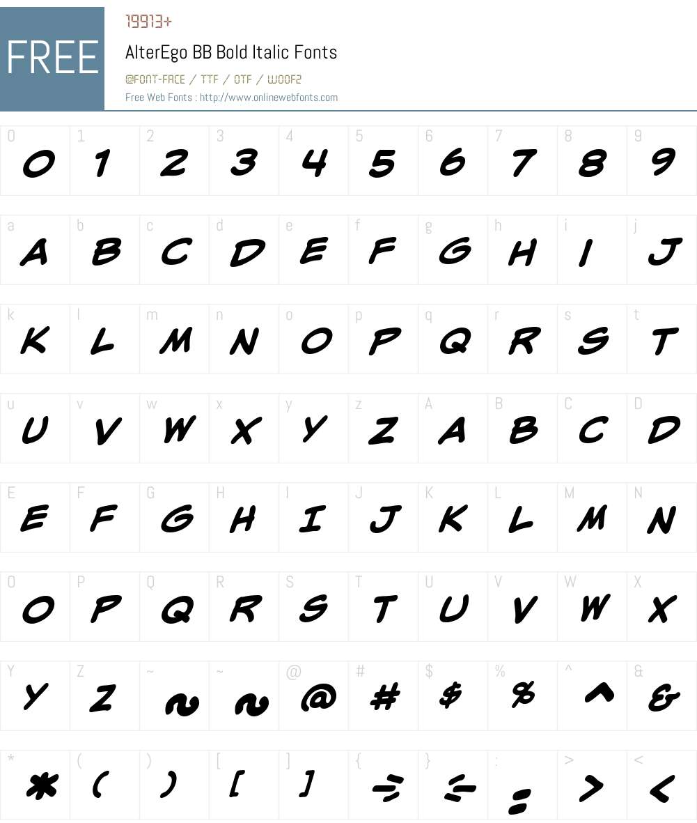 AlterEgoBB-BoldItalic Font Screenshots