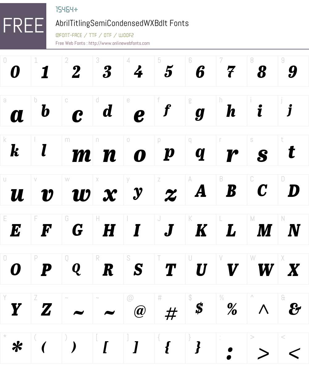 AbrilTitlingSemiCondensedW-XBdIt Font Screenshots