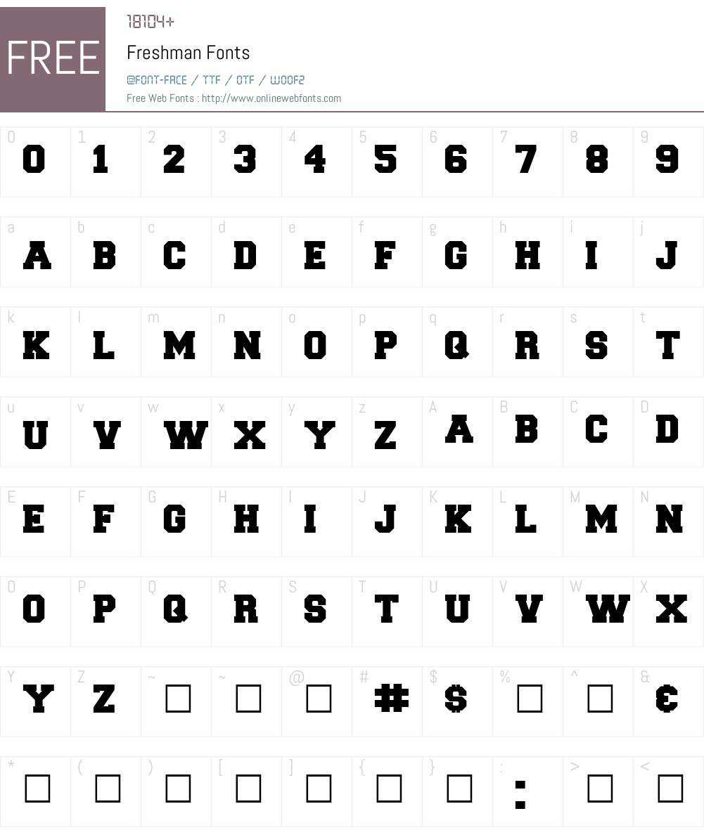 Freshman V1 1.0 Mon Oct 04 06:34:30 1993 Fonts Free Download ...