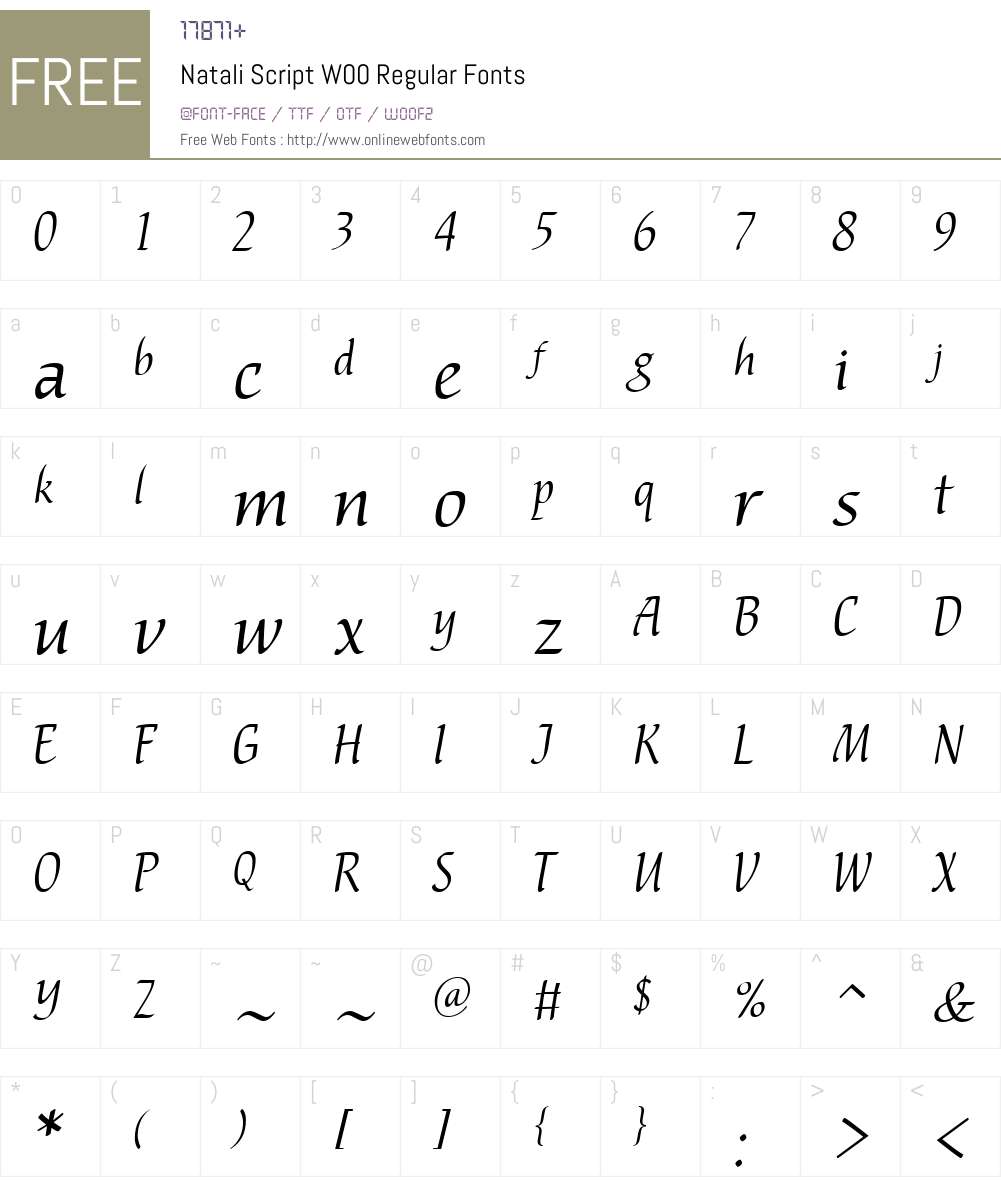 NataliScriptW00-Regular Font Screenshots