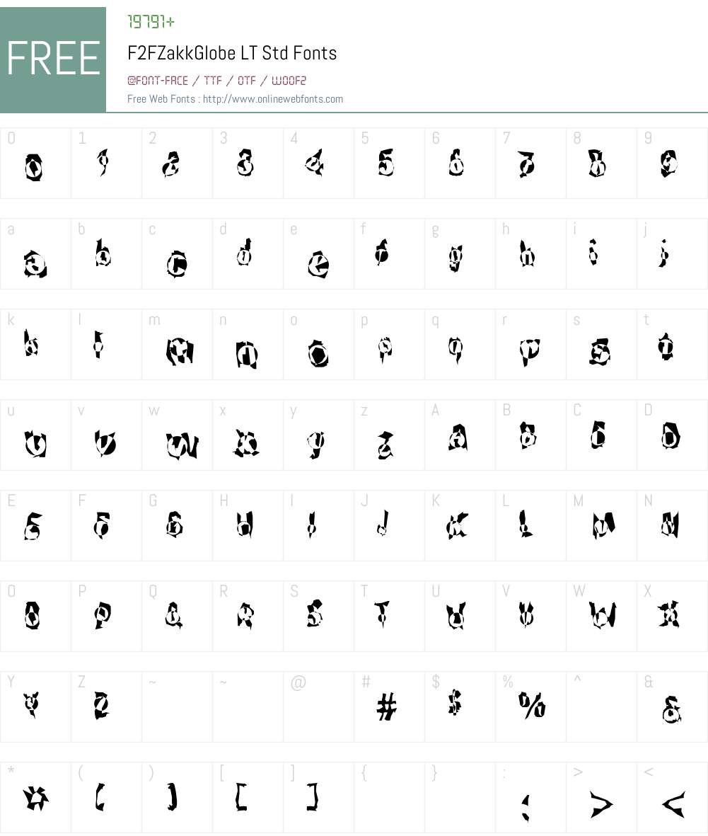 F2FZakkGlobe LT Std Font Screenshots