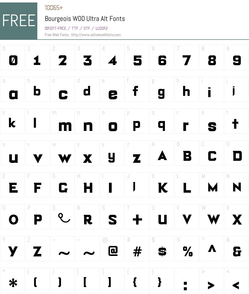 BourgeoisW00-UltraAlt Font Screenshots