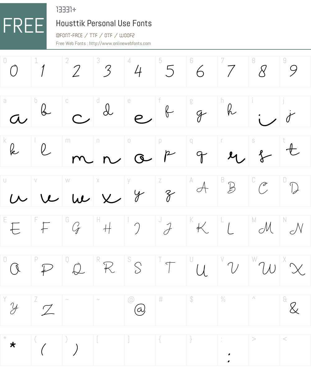 Housttik Personal Use Font Screenshots