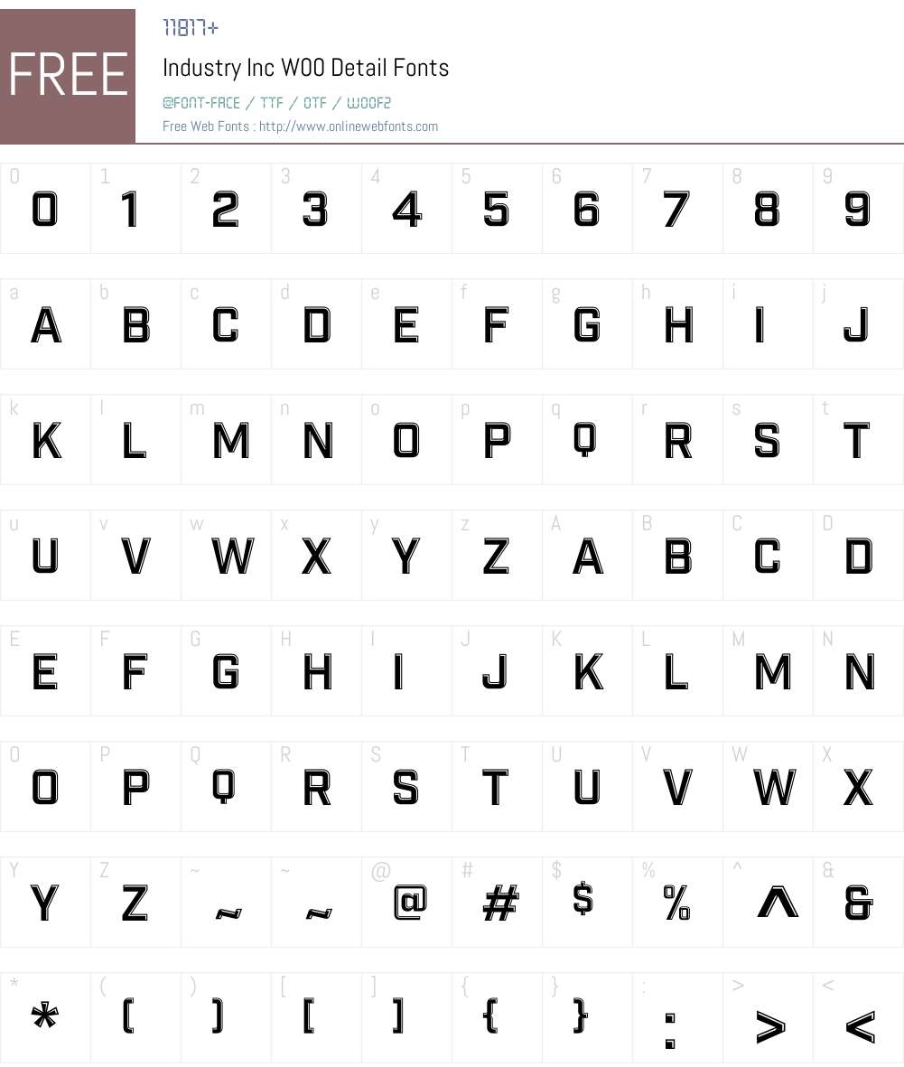 IndustryIncW00-Detail Font Screenshots