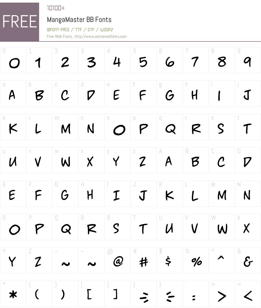 MangaMasterBB Font Screenshots