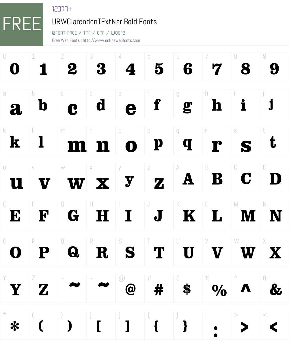 URWClarendonTExtNar Font Screenshots