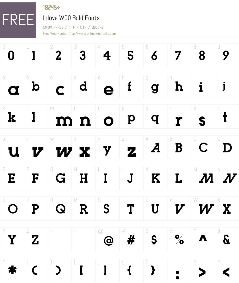 InloveW00-Bold Font Screenshots