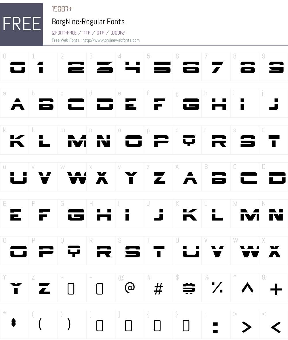 Borg 9 Font Screenshots