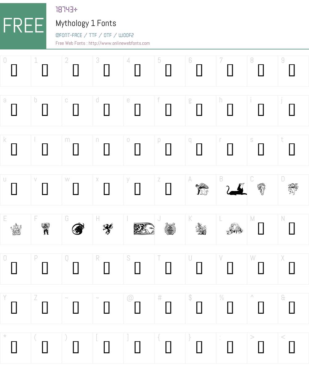 Mythology 1 Font Screenshots