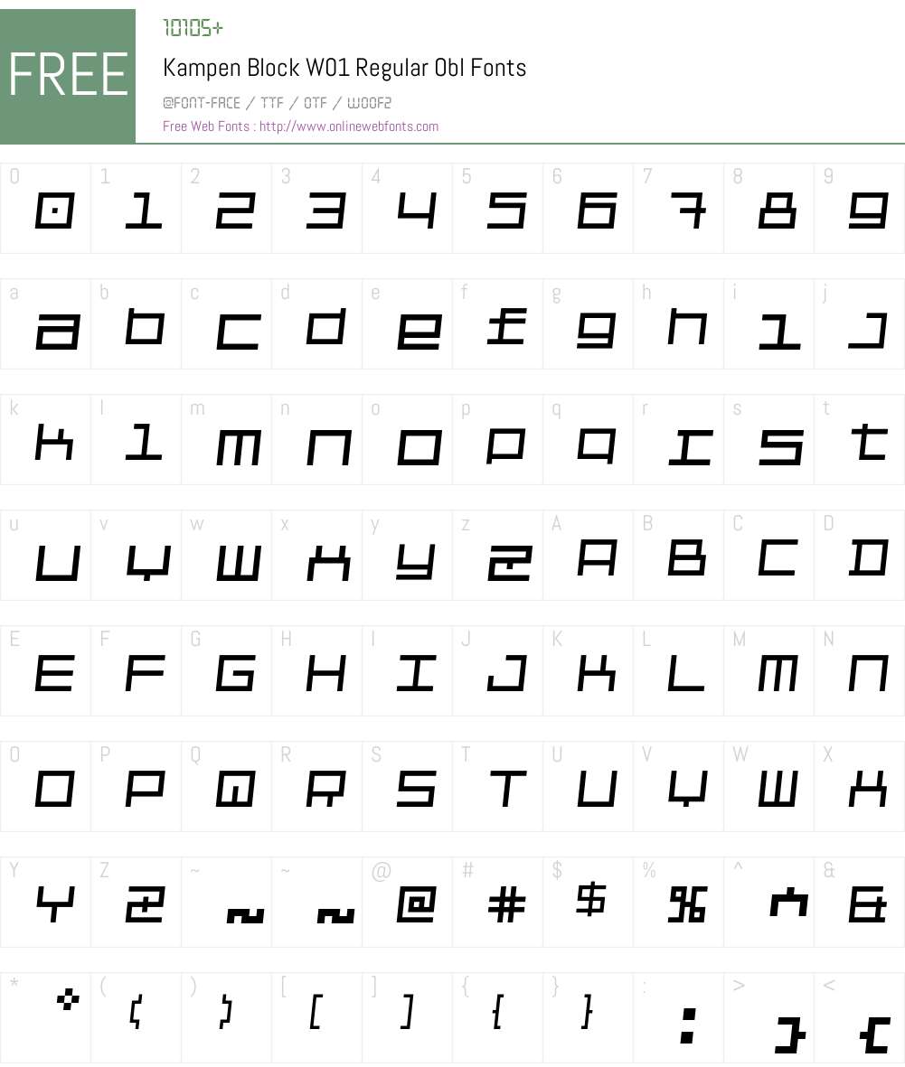 KampenBlockW01-RegularObl Font Screenshots