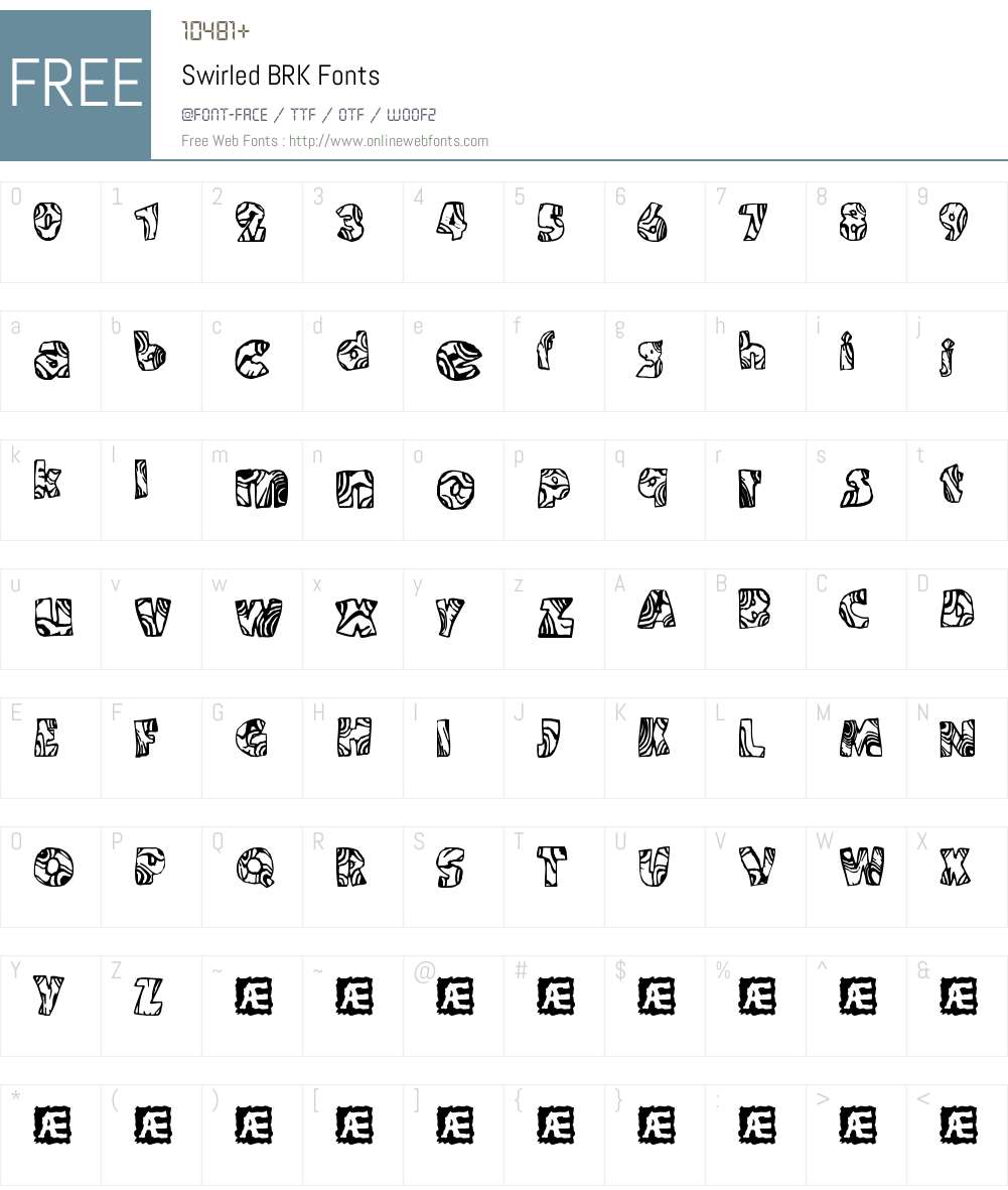 Swirled BRK Font Screenshots