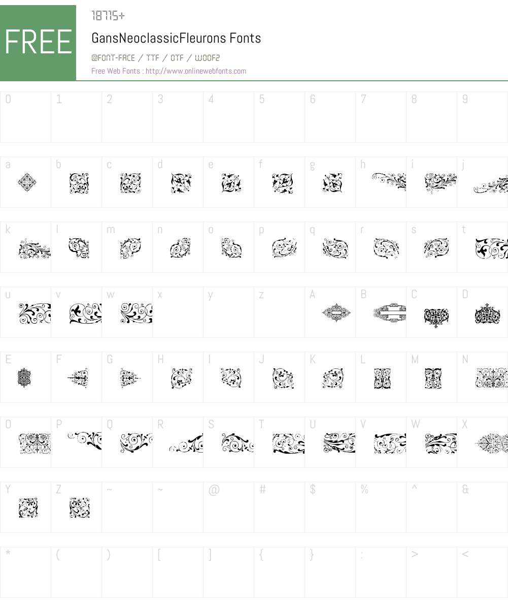 GansNeoclassicFleurons Font Screenshots
