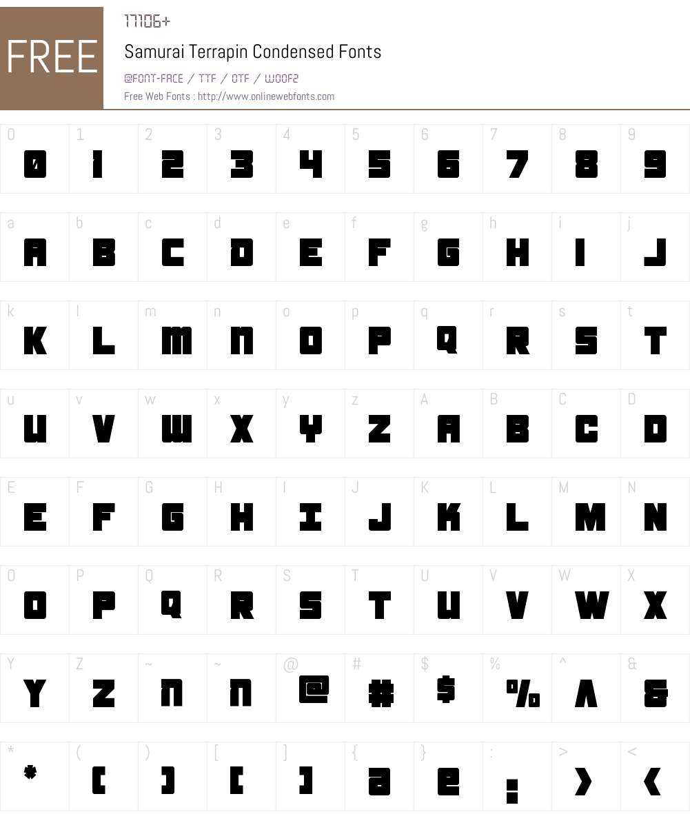 Samurai Terrapin Condensed Font Screenshots
