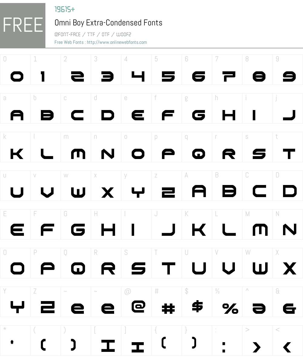 Omni Boy Extra-Condensed Font Screenshots