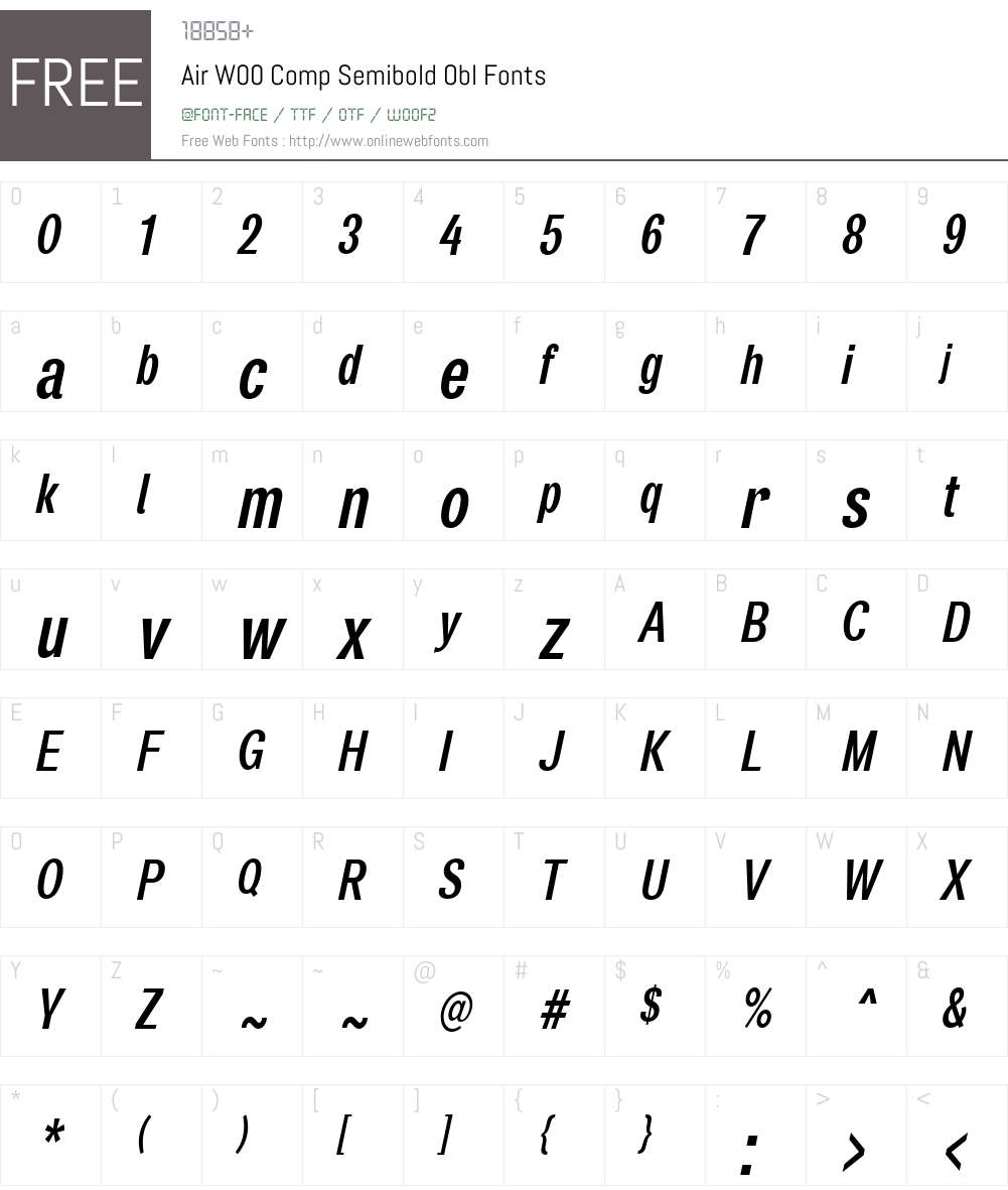 AirW00-CompSemiboldObl Font Screenshots