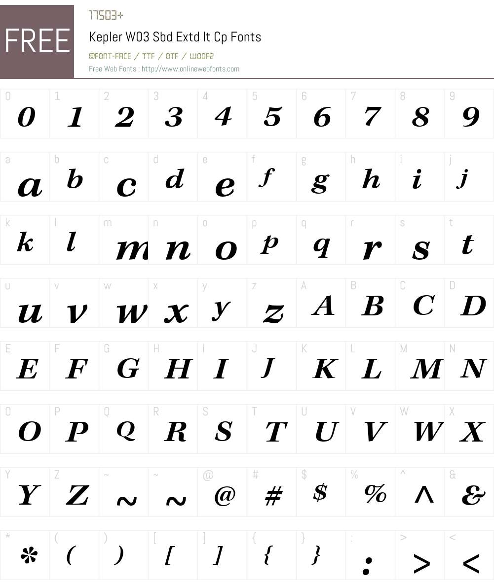 KeplerW03-SbdExtdItCp Font Screenshots