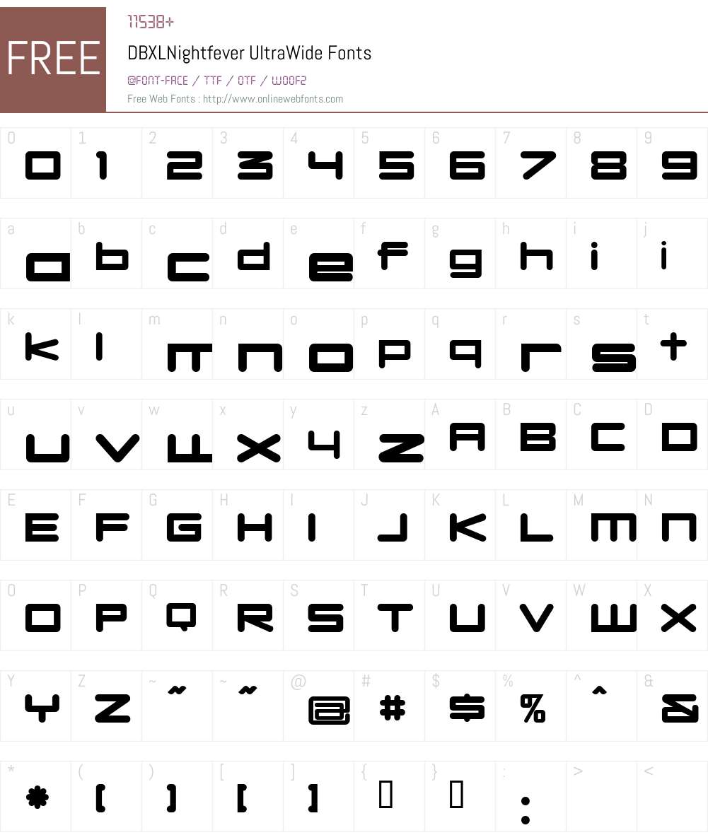 DBXLNightfever Font Screenshots