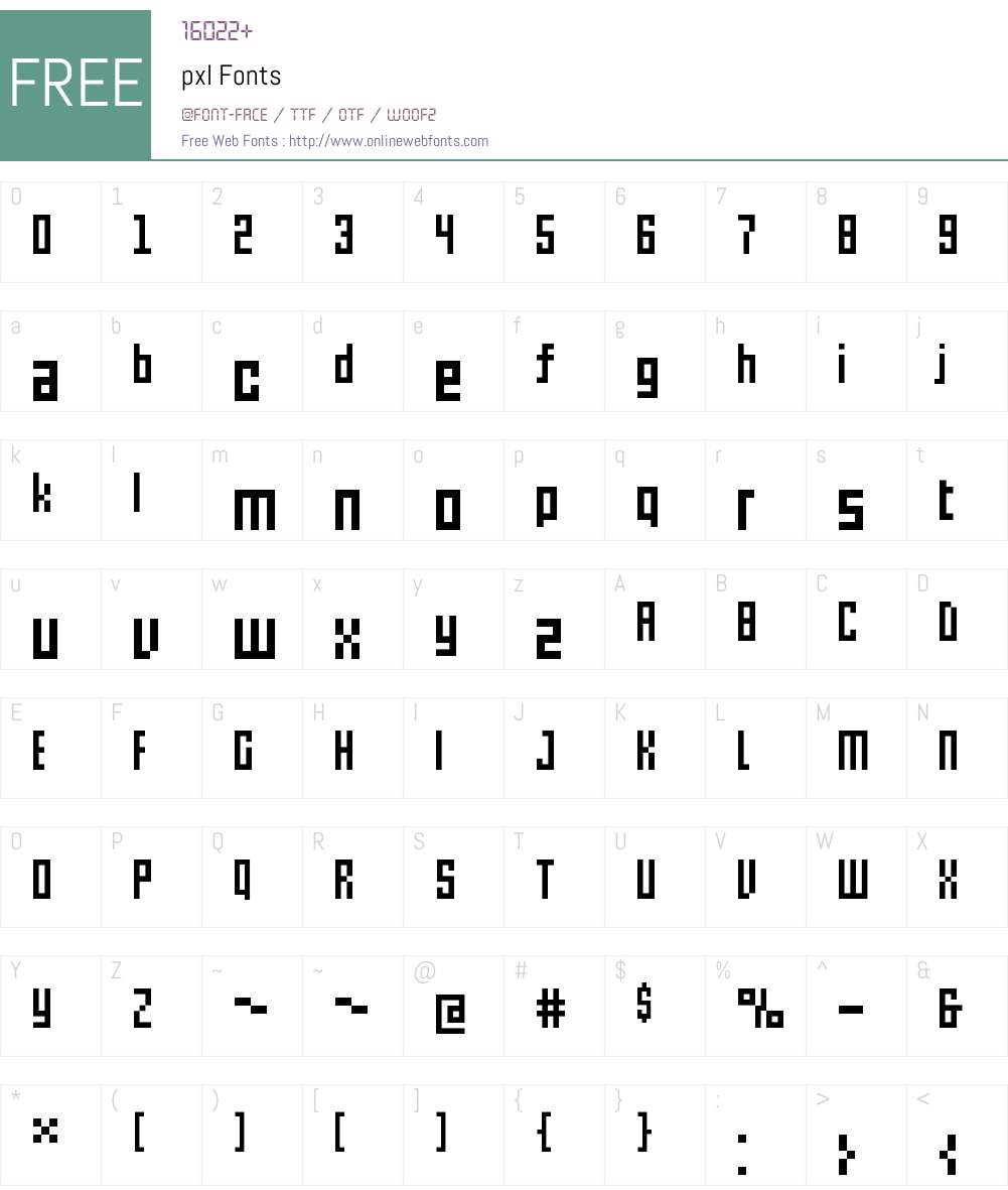 pxl Font Screenshots