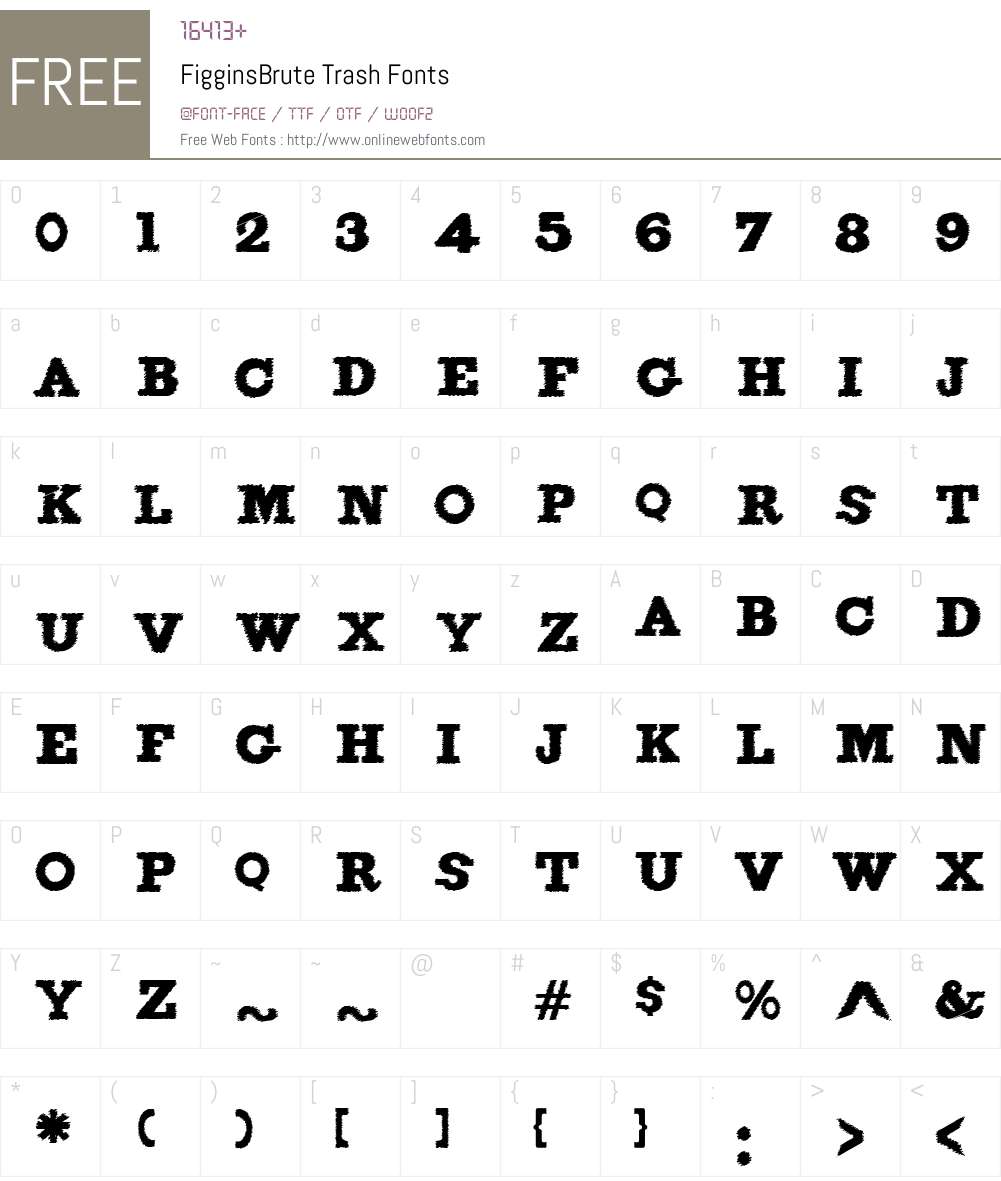 FigginsBrute Trash Font Screenshots