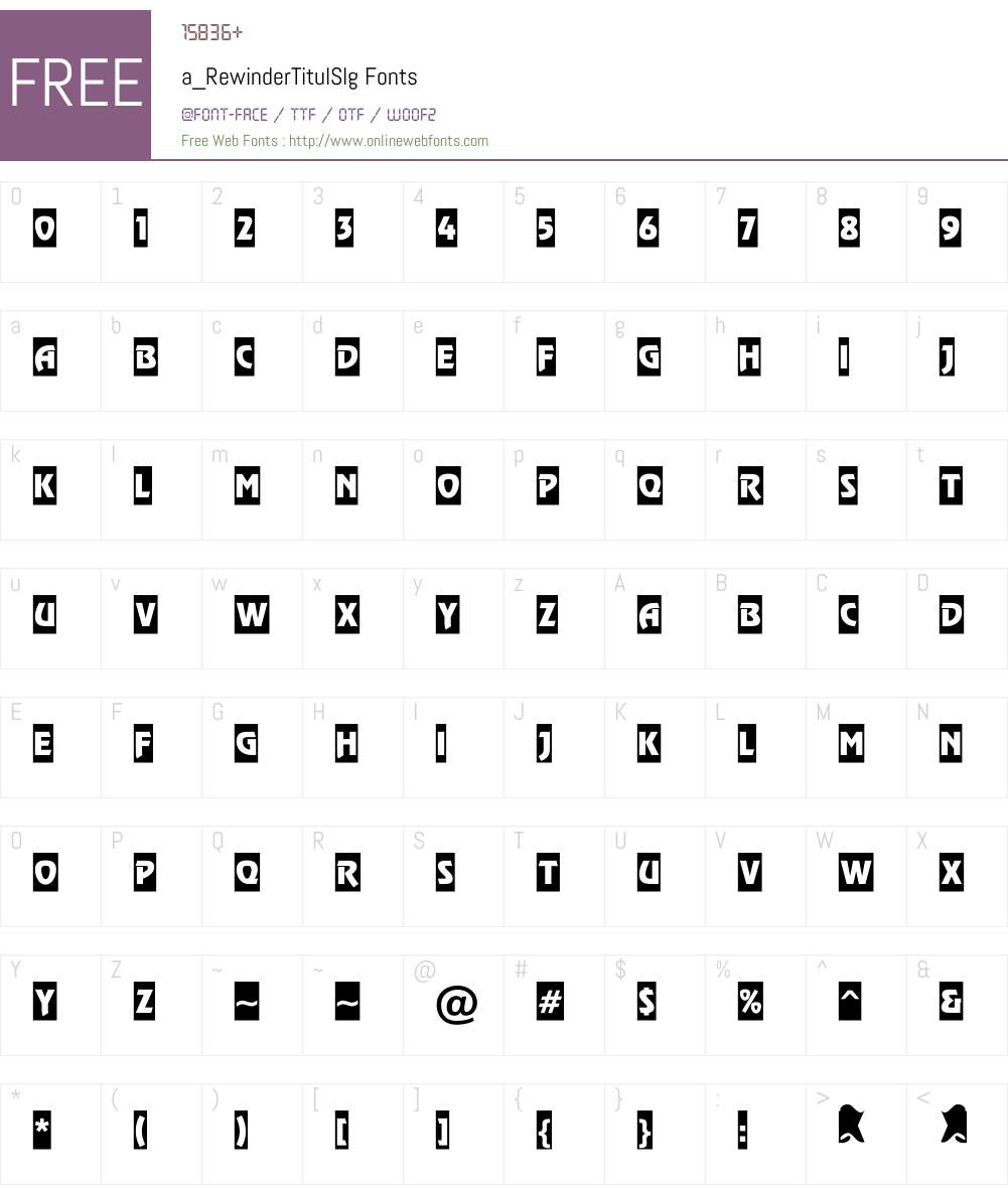a_RewinderTitulSlg Font Screenshots