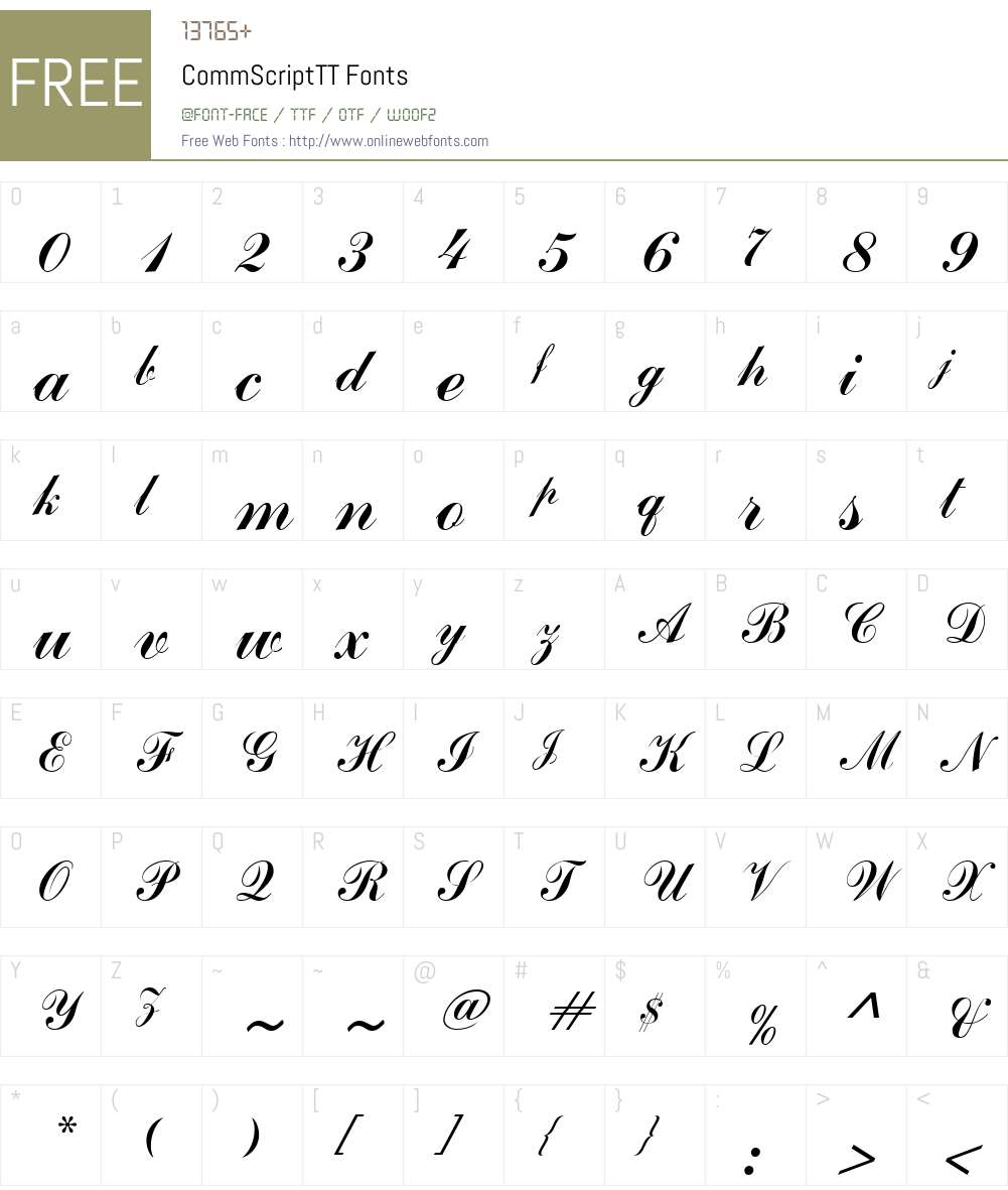 CommScriptTT Font Screenshots