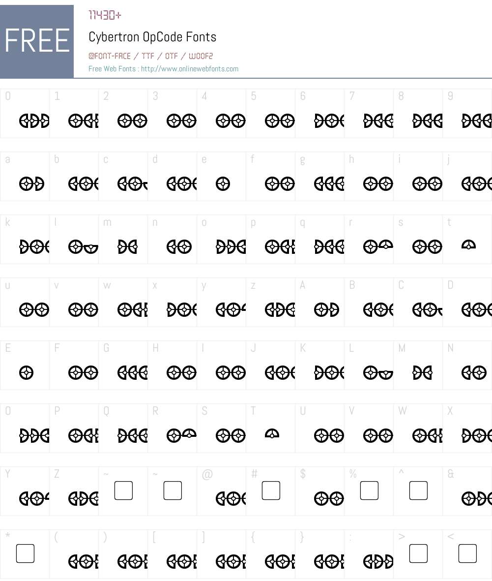 Cybertron OpCode Font Screenshots