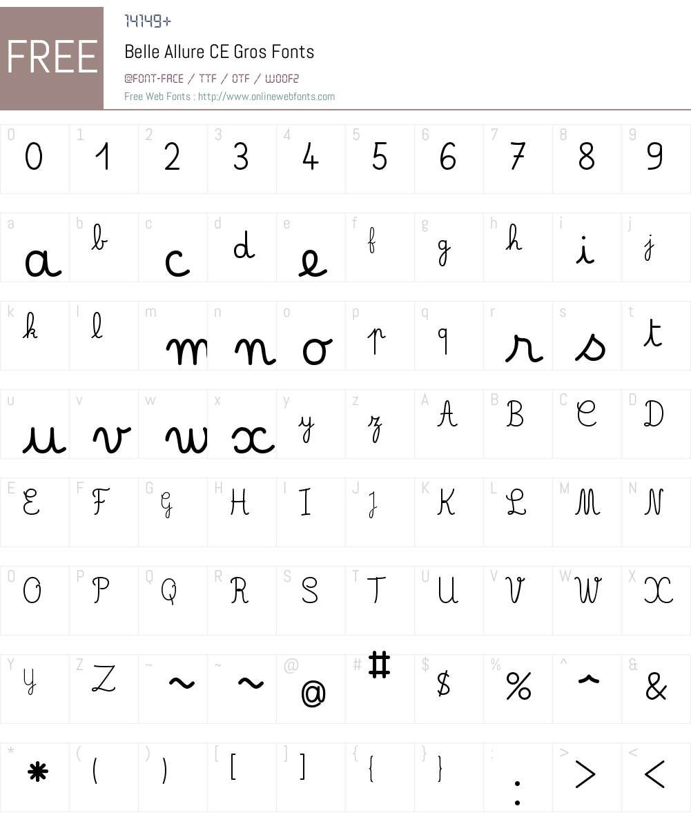 BelleAllureCE Font Screenshots
