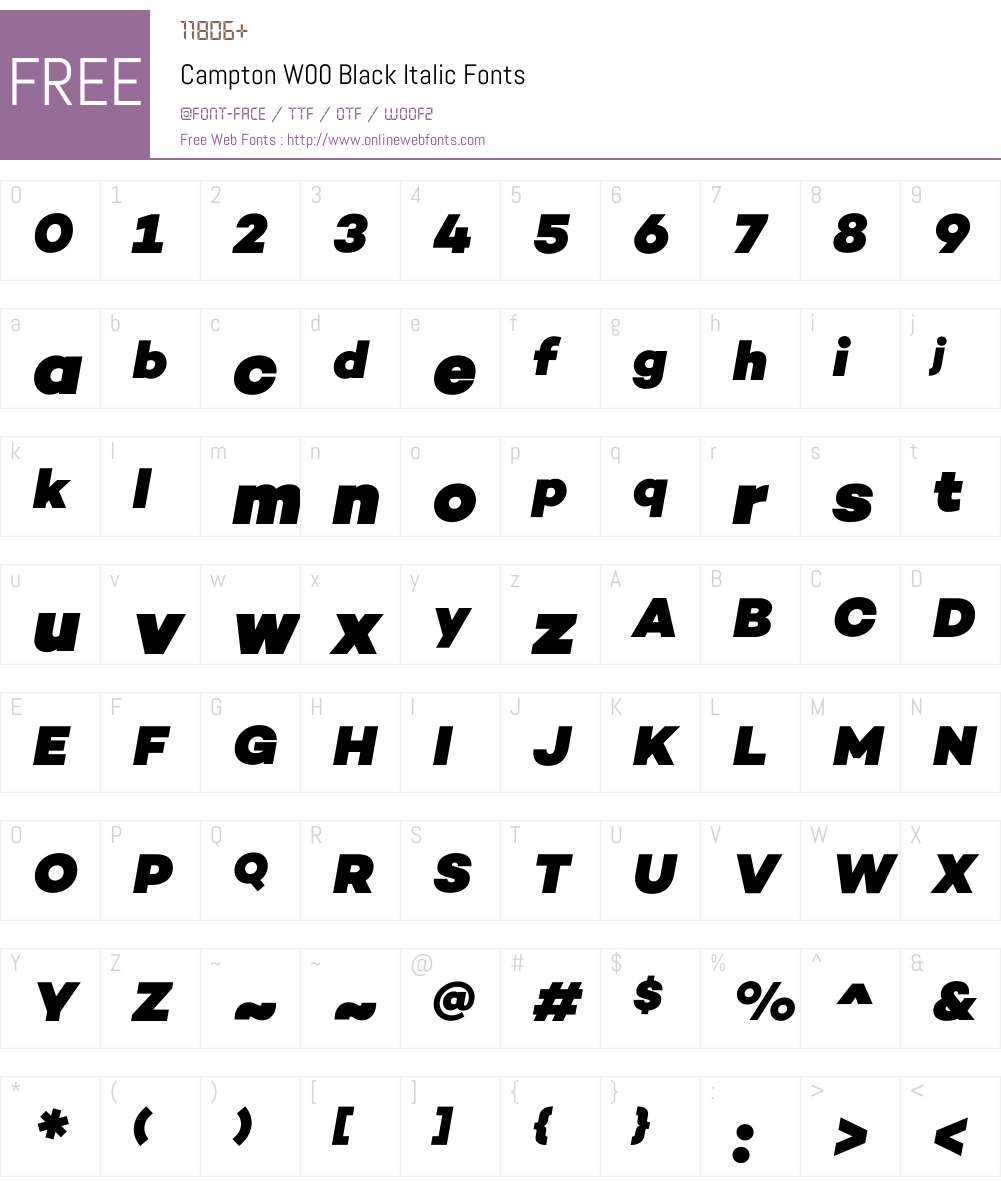 CamptonW00-BlackItalic Font Screenshots